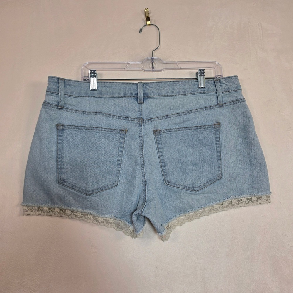 NoBo Denim Shorts Womens 16 Light Blue Boho Crochet Coquette Festival Coastal - Picture 5 of 16